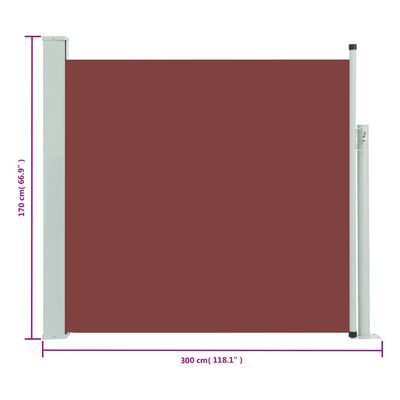 vidaXL barna kihúzható oldalsó terasznapellenző 170 x 300 cm