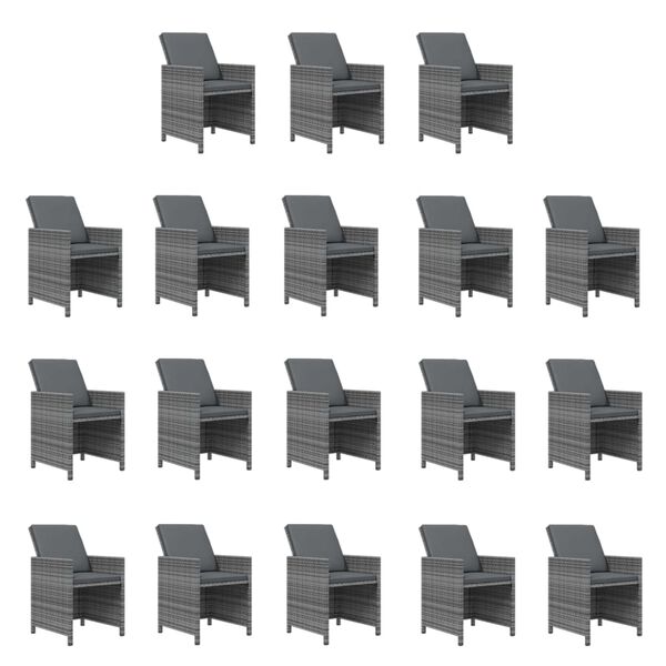 vidaXL 15 r&eacute;szes sz&uuml;rke polyrattan kerti &eacute;tkezőgarnit&uacute;ra p&aacute;rn&aacute;kkal