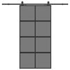 vidaXL fekete edzett &uuml;veg tol&oacute;ajt&oacute; f&eacute;mszerel&eacute;k szettel 102,5x205 cm