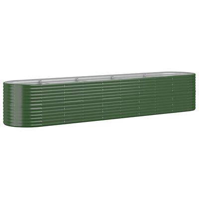 vidaXL zöld porszórt acél kerti magaságyás 368x80x68 cm