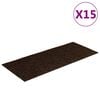 vidaXL 15 db &ouml;ntapad&oacute;s l&eacute;pcsőszőnyeg, 60 x 25 cm, barna, t&eacute;glalap alak&uacute;