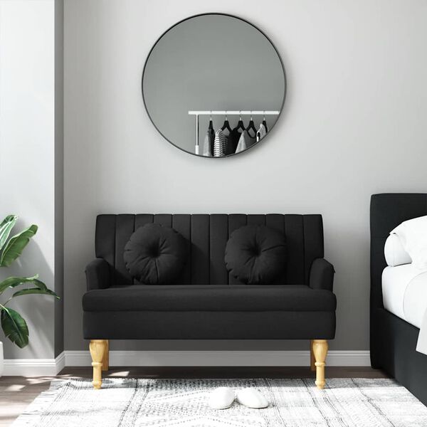 vidaXL fekete szövetpad párnákkal 113x64,5x75,5 cm