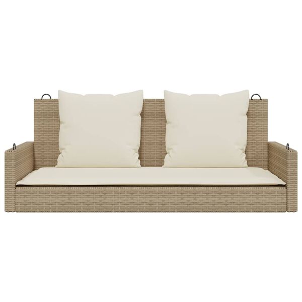 vidaXL bézs polyrattan hintapad párnával 119 x 56 x 48 cm
