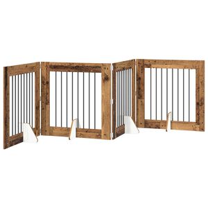 vidaXL &Ouml;sszecsukhat&oacute; kutyaker&iacute;t&eacute;s &aacute;llv&aacute;nyokkal 4 db Antik Fa 321 cm