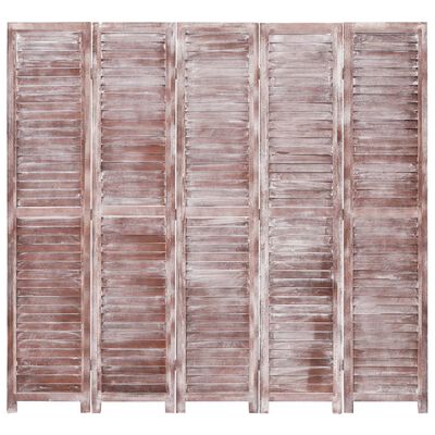 vidaXL barna 5-paneles faparaván 175 x 165 cm