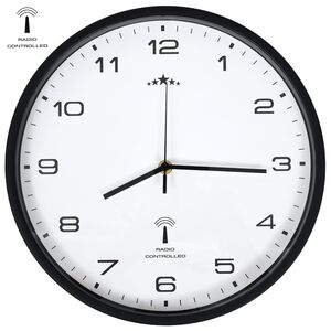 vidaXL feh&eacute;r &eacute;s fekete r&aacute;di&oacute;vez&eacute;relt fali&oacute;ra kvarcszerkezettel 31 cm