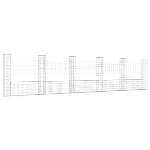 vidaXL U-alakú vas gabionkosár 6 oszloppal 620 x 20 x 150 cm