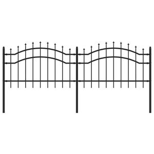 vidaXL fekete porsz&oacute;rt ac&eacute;l kerti ker&iacute;t&eacute;s l&aacute;ndzs&aacute;s tetejű 240 x 75 cm