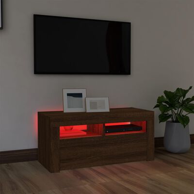 vidaXL barna tölgyszínű TV-szekrény LED-világítással 90 x 35 x 40 cm