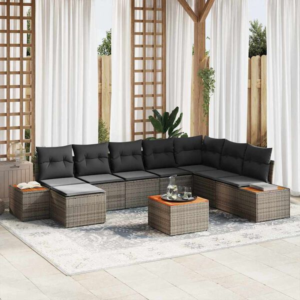 vidaXL Kerti Kanapé Szett 9 pcs Szürke 319 x 209 x 85 cm Poli rattan