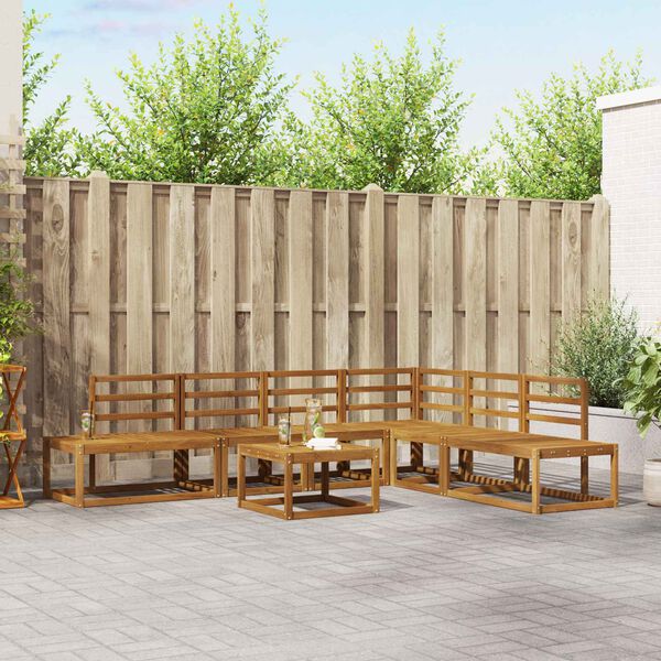 vidaXL Kanap&eacute; Szett 7 Darab Term&eacute;szetes T&ouml;m&ouml;r Ak&aacute;cfa