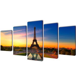 vidaXL Nyomtatott v&aacute;szon falik&eacute;p szett Eiffel-torony 200 x 100 cm