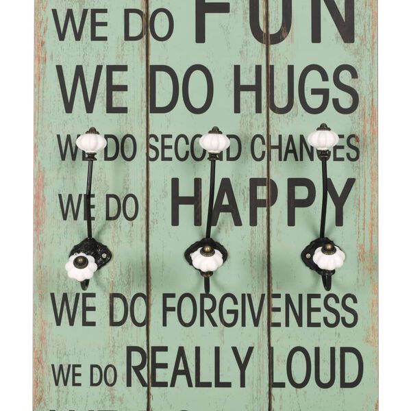 vidaXL falra szerelhető fogas 6 akasztóval 120 x 40 cm „HAPPY LOVE”