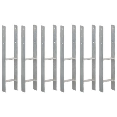 vidaXL 6 db ezüstszínű horganyzott acél kerítéshorgony 12 x 6 x 60 cm
