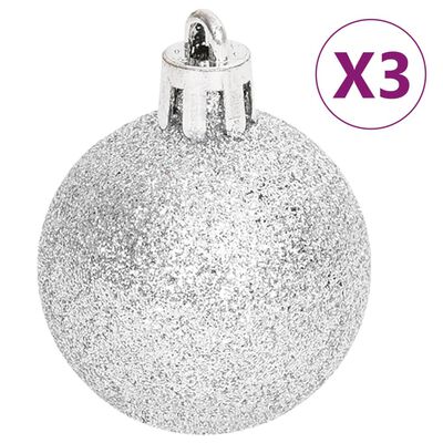 vidaXL 70 részes ezüst és fehér karácsonyi gömbszett