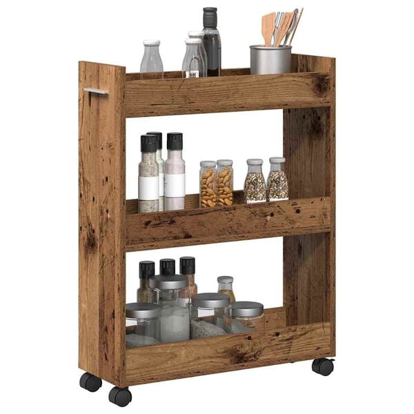 vidaXL Cabinet kerékkel Régi fa 60 x 22 x 79 cm Faanyag