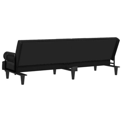 vidaXL fekete szövet kanapéágy karfákkal