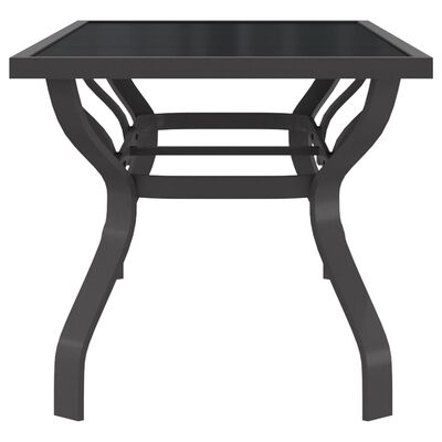 vidaXL szürke és fekete acél és üveg kerti asztal 180 x 80 x 70 cm
