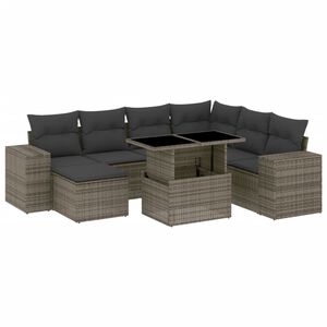 vidaXL 8 r&eacute;szes sz&uuml;rke polyrattan kerti &uuml;lőgarnit&uacute;ra p&aacute;rn&aacute;kkal