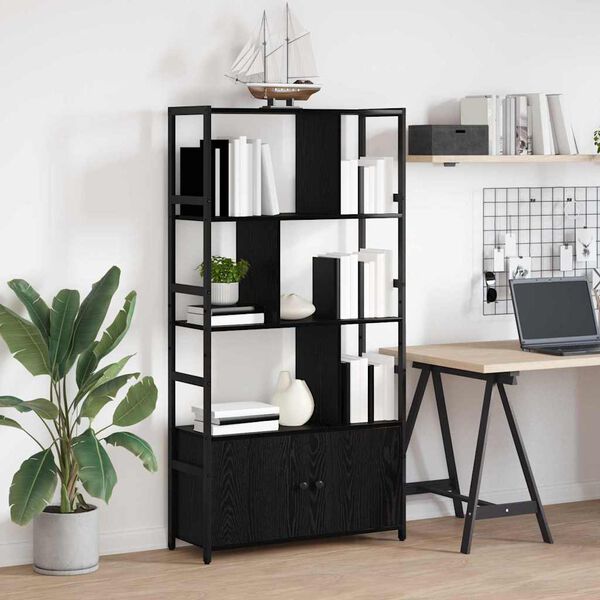 vidaXL K&ouml;nyvespolc Fekete t&ouml;lgy 80 x 30 x 155,5 cm Faanyag