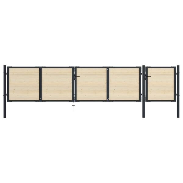 vidaXL ac&eacute;l &eacute;s lucfenyő ker&iacute;t&eacute;skapu 513 x 150 cm