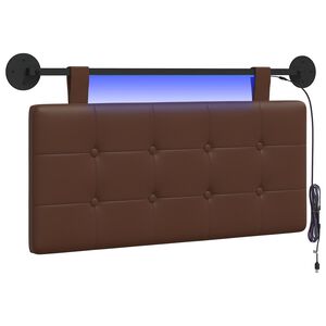 vidaXL F&uuml;ggesztett &aacute;gyfej LED f&eacute;nyekkel Barna Műbőr