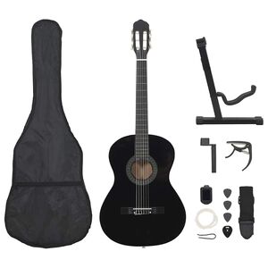vidaXL 12 darabos fekete klasszikus git&aacute;r kezdők&eacute;szlet 4/4 39"