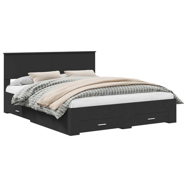 vidaXL &Aacute;gykeret fejt&aacute;ml&aacute;val fi&oacute;kkal Fekete 160 x 200 cm Faanyag