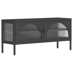vidaXL fekete &uuml;veg &eacute;s ac&eacute;l TV-szekr&eacute;ny 105 x 35 x 50 cm