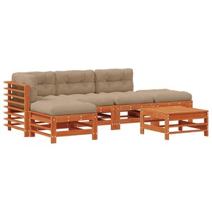 vidaXL Kerti lounge szett 6 db Viaszbarna T&ouml;m&ouml;r Fenyőfa
