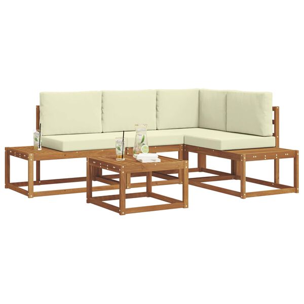 vidaXL K&uuml;lt&eacute;ri kanap&eacute; szett p&aacute;rn&aacute;val 5 Darab Term&eacute;szetes &eacute;s kr&eacute;msz&iacute;nű