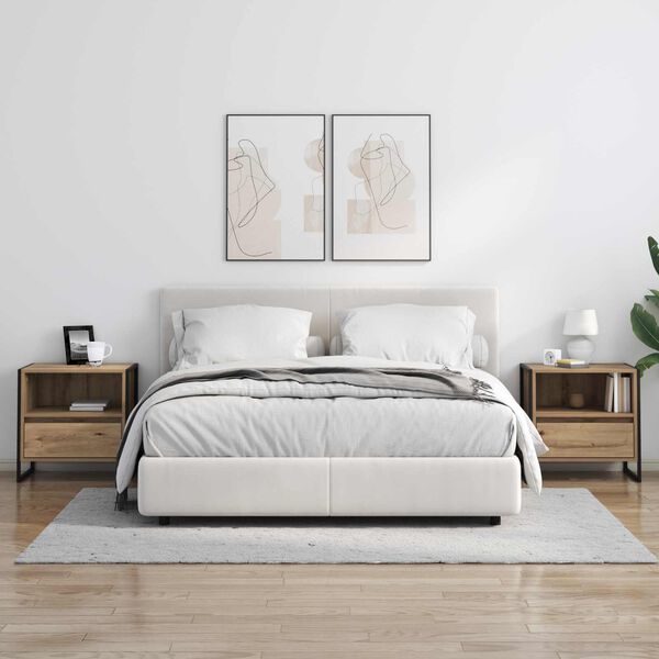 vidaXL &Eacute;jjeli asztal fi&oacute;kkal Műv&eacute;szi t&ouml;lgy 50 x 39,5 x 50 cm Faanyag