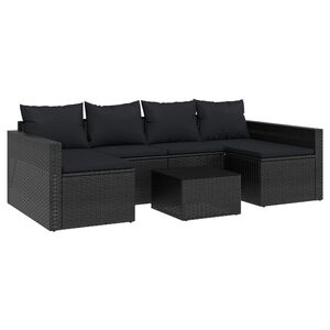 vidaXL 2 r&eacute;szes fekete polyrattan kerti &uuml;lőgarnit&uacute;ra p&aacute;rn&aacute;kkal