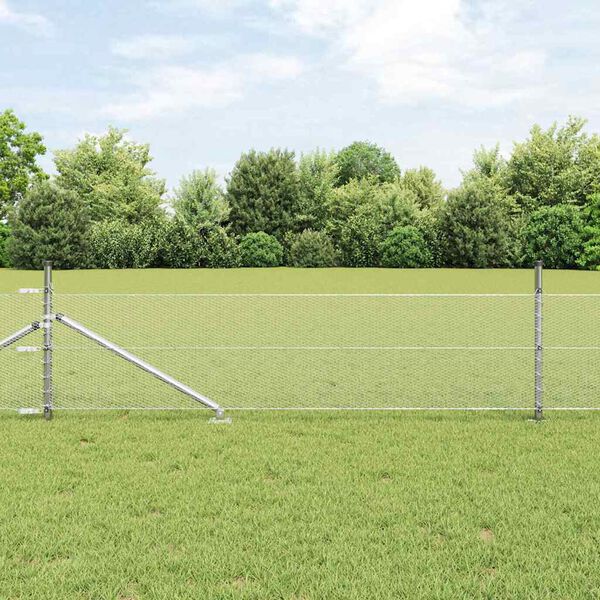 vidaXL Kerítés oszlopokkal Ezüst 0.8 x 25 m PVC-bevonatos acél