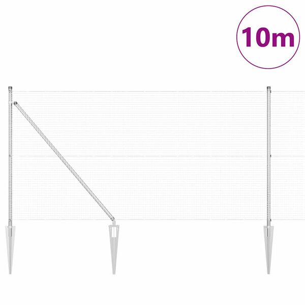 vidaXL Kerítés oszlopokkal Ezüst 0.8 x 10 m Acél