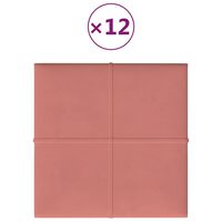 vidaXL 12 db rózsaszín bársony fali panel 30 x 30 cm 1,08 m²