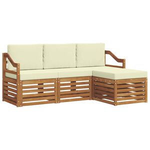 vidaXL K&uuml;lt&eacute;ri kanap&eacute; szett p&aacute;rn&aacute;val 4 pcs Term&eacute;szetes &eacute;s kr&eacute;msz&iacute;nű