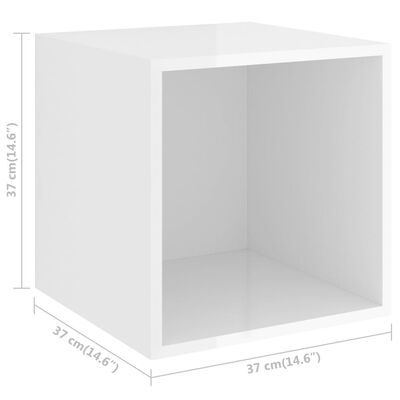 vidaXL 4 db magasfényű fehér forgácslap faliszekrény 37 x 37 x 37 cm