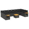 vidaXL 11 r&eacute;szes fekete polyrattan kerti &uuml;lőgarnit&uacute;ra p&aacute;rn&aacute;kkal