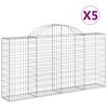 vidaXL 5 db íves horganyzott vas gabion kosár 200x30x100/120 cm
