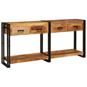 vidaXL Konzolasztalok 2 db Barna 161 x 33 x 75 cm T&ouml;m&ouml;r Mang&oacute;f&aacute;t