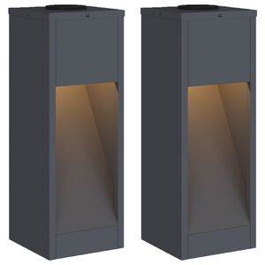 vidaXL Napelemes LED &Uacute;tjelző L&aacute;mpa 2 db Meleg feh&eacute;r 18 x 18 x 50 cm