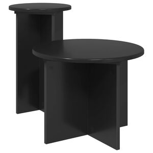 vidaXL Kisasztal k&eacute;szlet 2 db Fekete T&ouml;lgy &Oslash; 45 x 35 cm Szerelt Fa