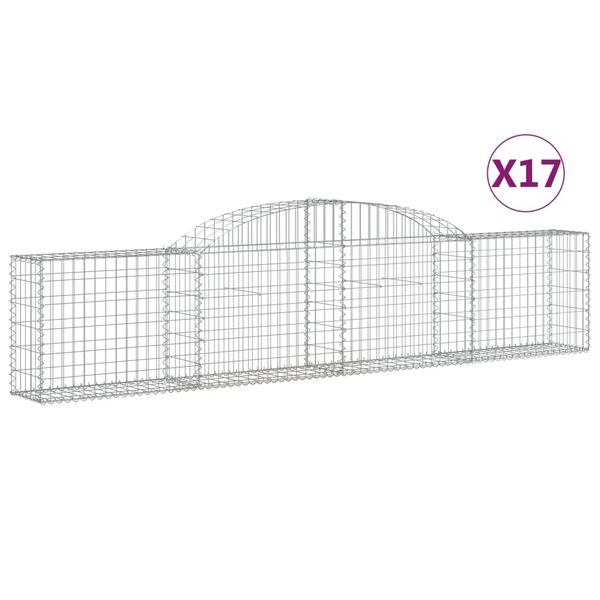 vidaXL 17 db íves horganyzott vas gabion kosár 300x30x60/80 cm