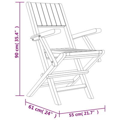vidaXL 4 db tömör tíkfa összecsukható kerti szék 55 x 61 x 90 cm
