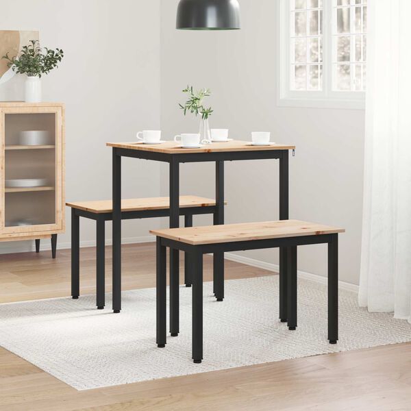 vidaXL Étkezőasztal Természetes 110 x 55 x 75 cm Tömör fenyőfa