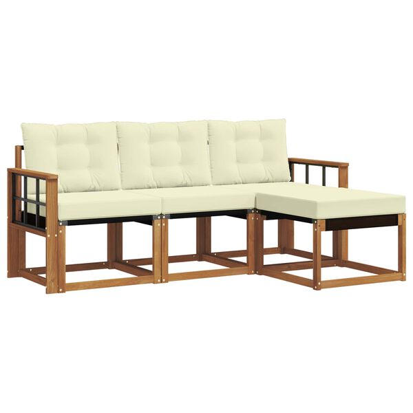 vidaXL K&uuml;lt&eacute;ri kanap&eacute; szett p&aacute;rn&aacute;val 4 pcs Term&eacute;szetes &eacute;s kr&eacute;msz&iacute;nű