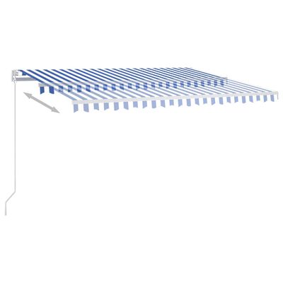 vidaXL kék-fehér automata szélérzékelős és LED-es napellenző 4,5 x 3 m