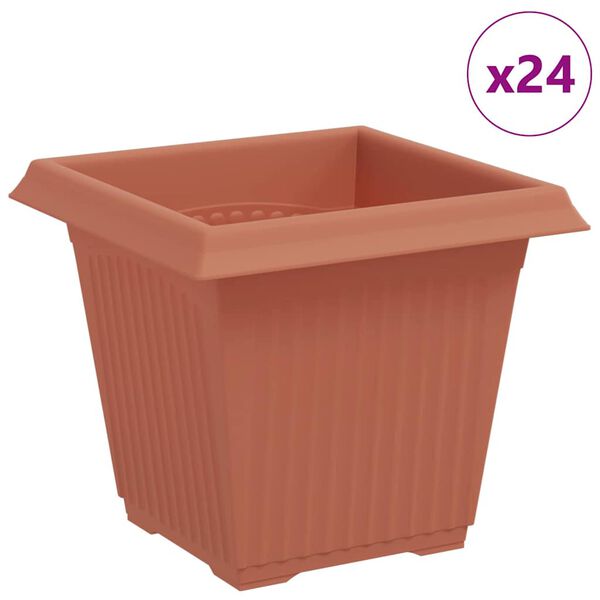 vidaXL N&eacute;gyzet Vir&aacute;gcser&eacute;p 24 pcs T&eacute;gla V&ouml;r&ouml;s 16 x 16 x 14 cm Műanyag