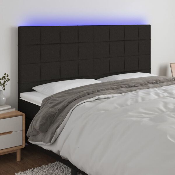 vidaXL fekete sz&ouml;vet LED-es fejt&aacute;mla 160x5x118/128 cm